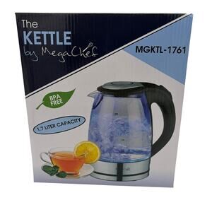 MegaChef 1.7L Glass Electric Kettle MGKTL-1761 Auto Shut Off New In Box